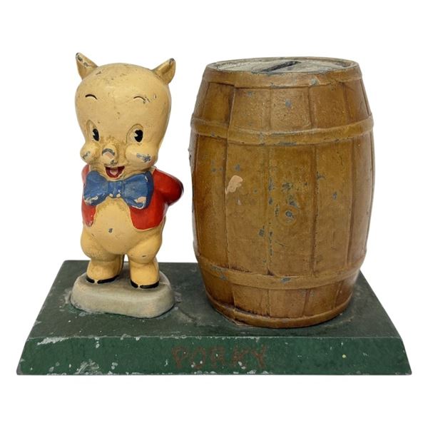 1940s Porky Pig Looney Tunes Metal Coin Bank