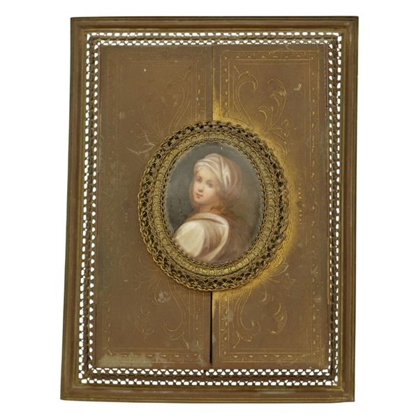 19th c. Folding Shutter Miniature Portrait Frame