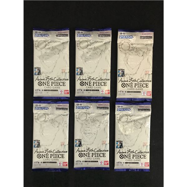 LOT OF 6 ONE PIECE TCG EB-2 ANIME 25TH COLLECTION SEALED JAPANESE TRADING CARD PACKS