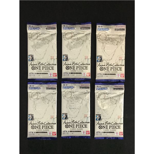 LOT OF 6 ONE PIECE TCG EB-2 ANIME 25TH COLLECTION SEALED JAPANESE TRADING CARD PACKS