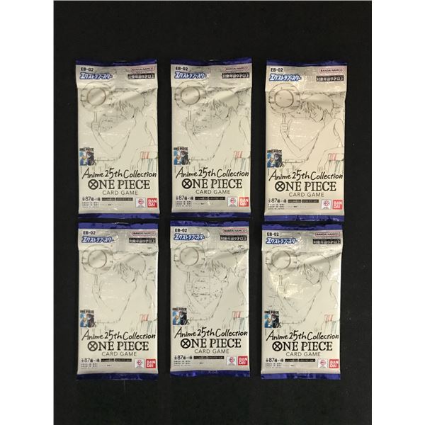 LOT OF 6 ONE PIECE TCG EB-2 ANIME 25TH COLLECTION SEALED JAPANESE TRADING CARD PACKS
