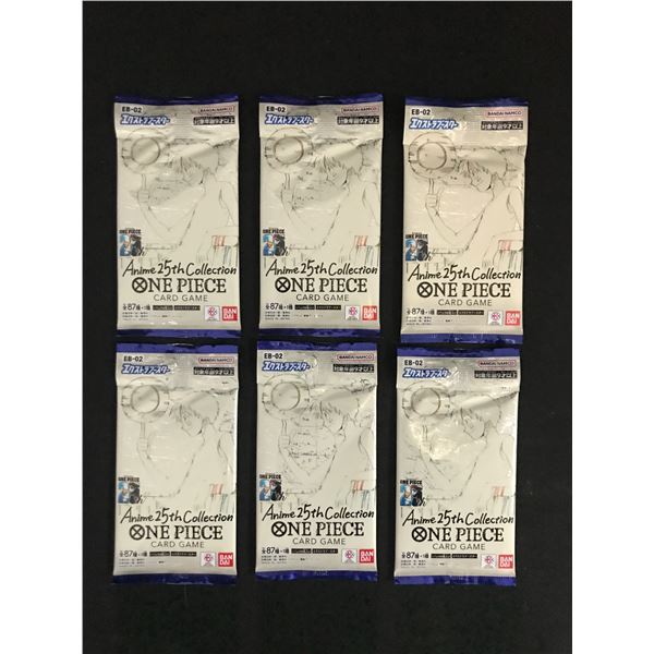 LOT OF 6 ONE PIECE TCG EB-2 ANIME 25TH COLLECTION SEALED JAPANESE TRADING CARD PACKS