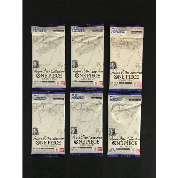 LOT OF 6 ONE PIECE TCG EB-2 ANIME 25TH COLLECTION SEALED JAPANESE TRADING CARD PACKS