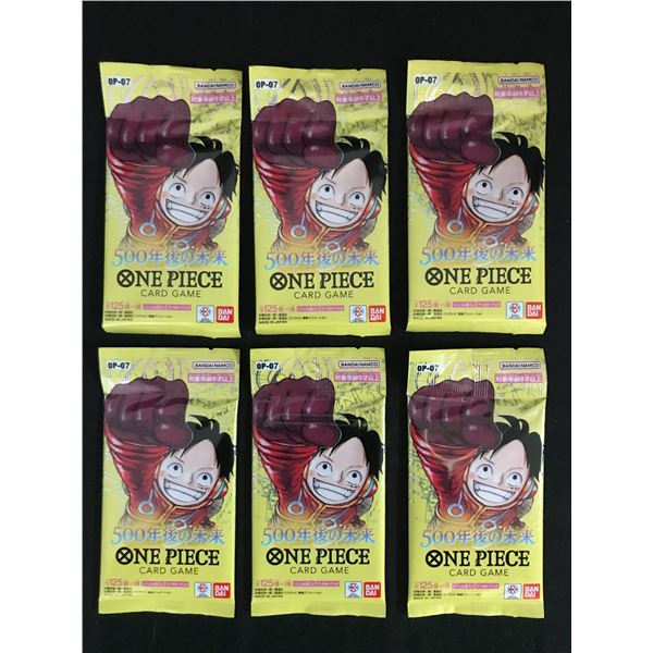 LOT OF 6 ONE PIECE TCG OP-7 500 YEARS IN THE FUTURE SEALED JAPANESE TRADING CARD PACKS