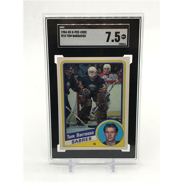 1984-85 OPC TOM BARRASSO HOCKEY TRADING CARD - SGC GRADE 7.5