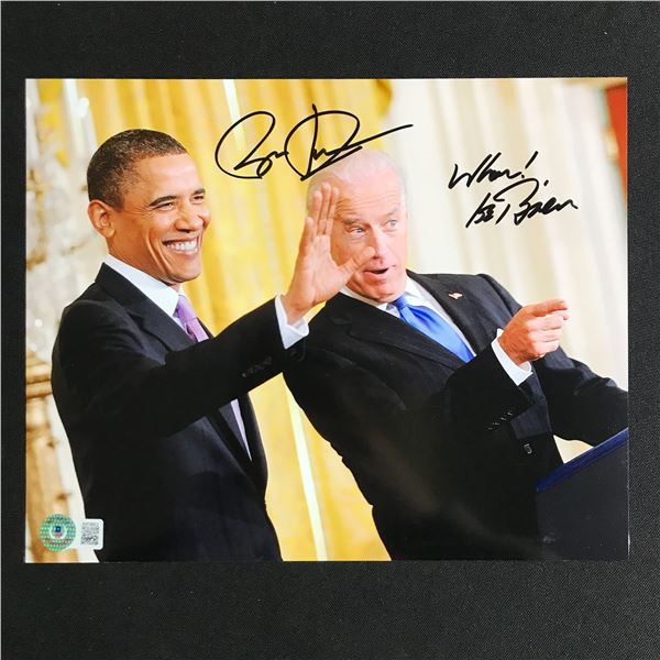 BARACK OBAMA AND JOE BIDEN DUAL SIGNED 8X10 - BECKETT COA