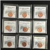 Image 1 : LOT OF 9 GRADED CANADIAN PENNIES (UNCIRCULATED GRADES)