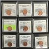 Image 1 : LOT OF 9 GRADED CANADIAN PENNIES (UNCIRCULATED GRADES)