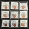 Image 1 : LOT OF 9 GRADED CANADIAN PENNIES (UNCIRCULATED GRADES)