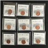 Image 1 : LOT OF 9 GRADED CANADIAN PENNIES (UNCIRCULATED GRADES)