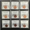 Image 1 : LOT OF 9 GRADED CANADIAN PENNIES (UNCIRCULATED GRADES)