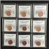 Image 1 : LOT OF 9 GRADED CANADIAN PENNIES (UNCIRCULATED GRADES)
