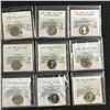 Image 1 : LOT OF 9 GRADED CANADIAN DIMES (UNCIRCULATED GRADES)
