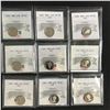 Image 1 : LOT OF 9 GRADED CANADIAN DIMES (UNCIRCULATED GRADES)