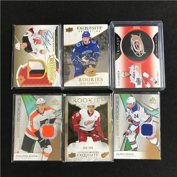 LOT OF 6 HOCKEY TRADING CARDS INCLUDING PATCHES AND SIGNED