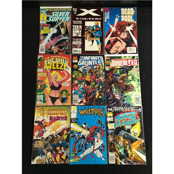 LOT OF 9 MIXED TITLE MARVEL COMICS - INCLUDING #1'S