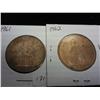 Image 1 : 1961 And 1962 Great Britain Large One Pennys