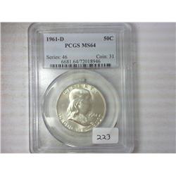 1961-D Franklin Half PCGS MS64