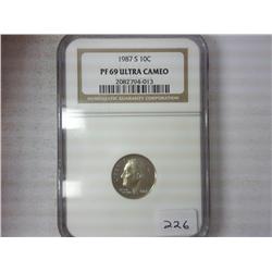 1987-S Roosevelt Dime NGC PF69 Ultra Cameo