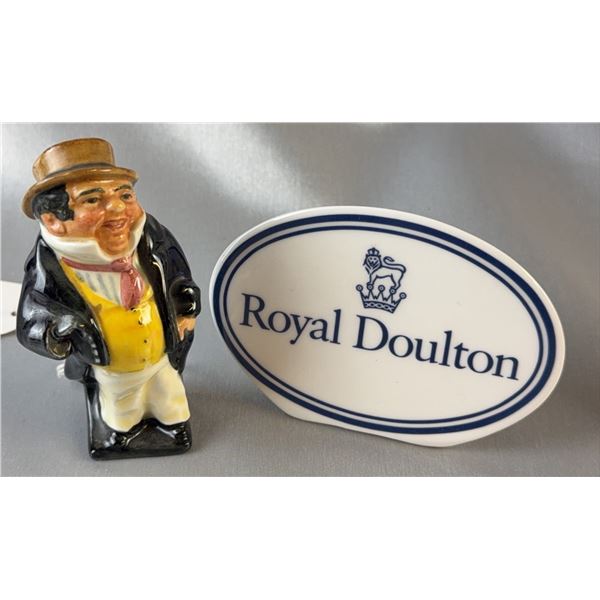 Royal Doulton Captain Cuttle Figurine with Porcelain Name Plaque, England