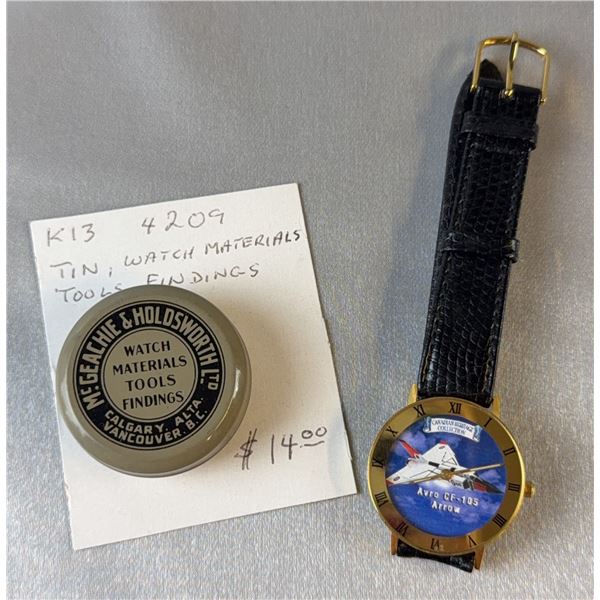 Watch Materials Tin & Avro CF-105 Arrow Canadian Heritage Watch Genuine Leather Band