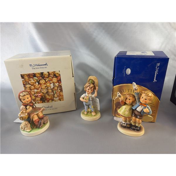 Goebel Hummel Figurines Lot of 3: Farewell TMK8, Country Boy TMK5, Auf Wiedersehen Millennium