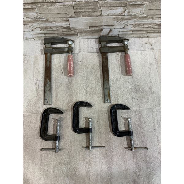 Lot Of 5 Assorted F Clamps And C Clamps