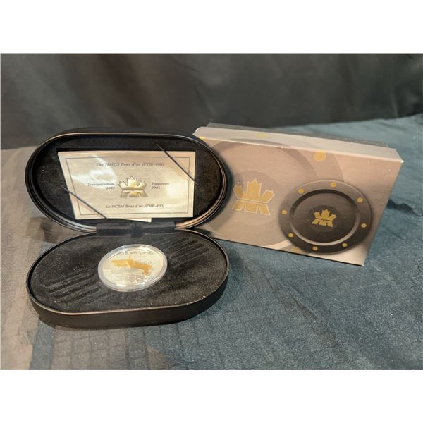 2003 Royal Canadian Mint $20 Proof Silver Coin HMCS Bras d'Or Gold-Plated 92.5% Silver