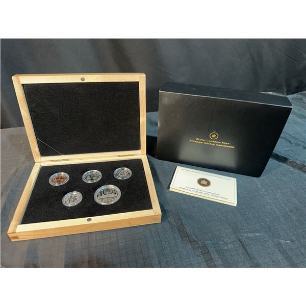 2010 Royal Canadian Mint Voyageur Proof Set, Sterling Silver, 5 Coins, Box & COA