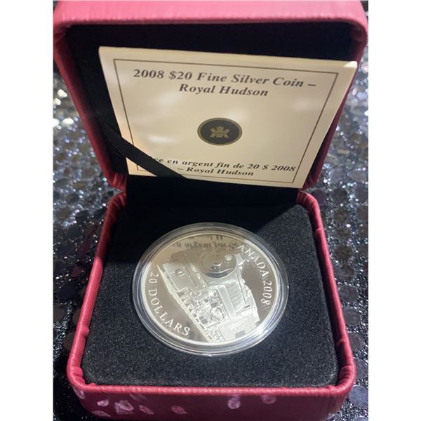 2008 $20 Royal Hudson Fine Silver Coin, Canada, 999 Silver, 31.39g, With Case