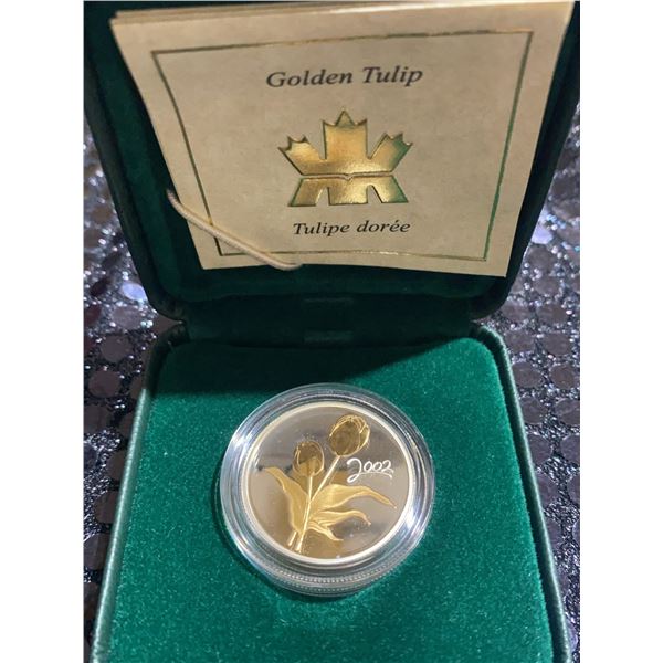 2002 Canada Golden Tulip 50-Cent Sterling Silver Coin with 22K Gold Plating