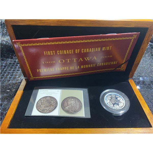2008 Royal Canadian Mint First Coinage 50 Cent Proof Set With Commemorative Stamp