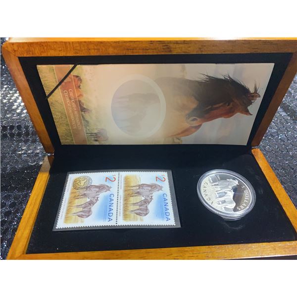 2006 Canada Sable Island Horse $5 Silver Coin & $2 Stamp Set in Case, Limited Edition