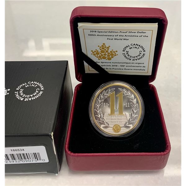 2018 Canada Special Proof Silver Dollar 100th Anniversary Armistice First World War Coin