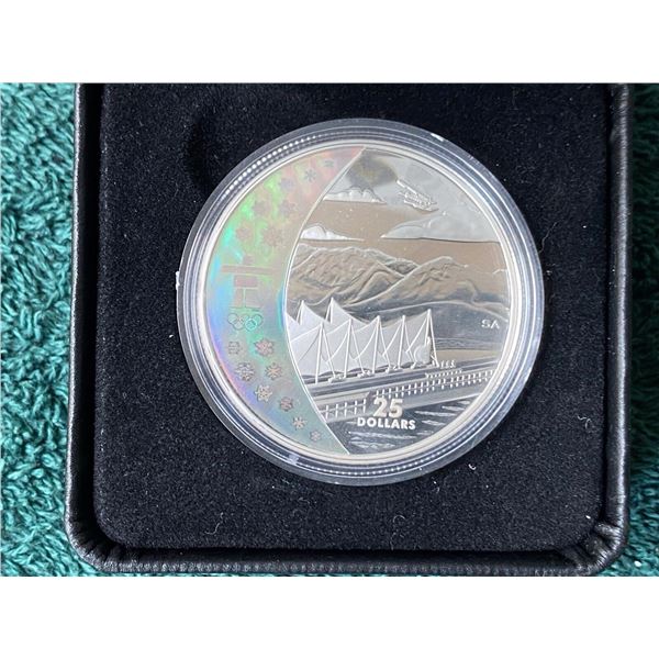 2008 $25 Sterling Silver Coin Vancouver 2010 Olympic Winter Games Port of Vancouver