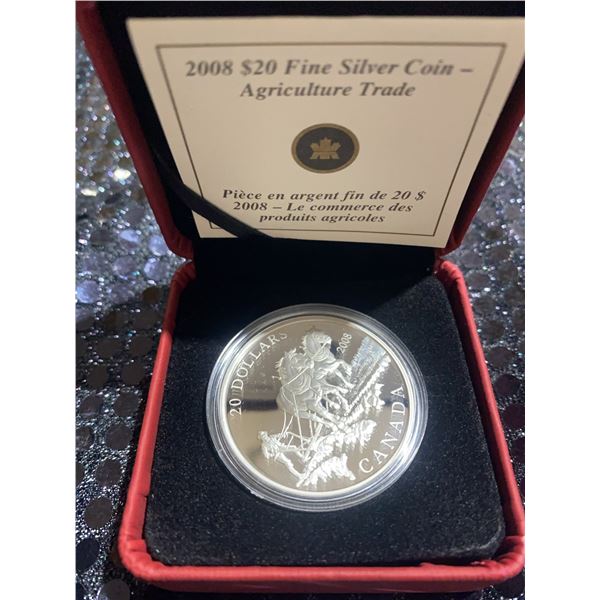 2008 $20 Fine Silver Coin Canada Agriculture Trade 31.39g 38mm Queen Elizabeth II