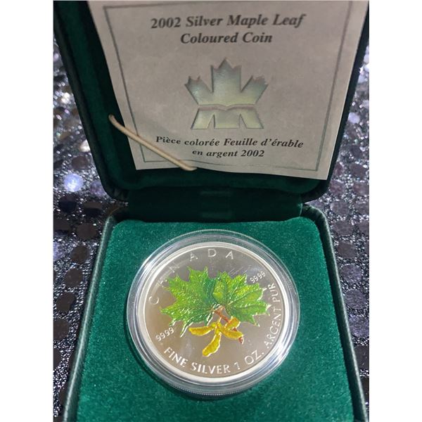 2002 Canada Silver Maple Leaf Coloured Coin 1oz 99.99% Pure Silver
