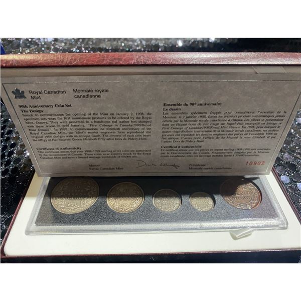 Royal Canadian Mint 90th Anniversary 1908-1998 Silver and Copper Coin Set