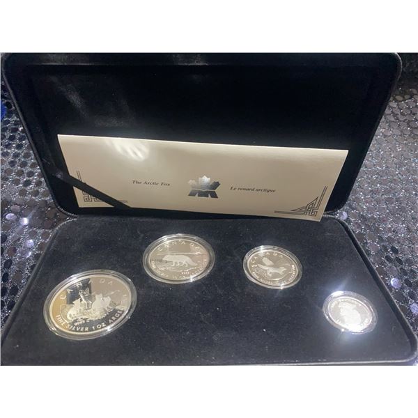 2004 Canada Arctic Fox Fine Silver Coin Set, 4 Coins, 1.85 oz, Royal Canadian Mint