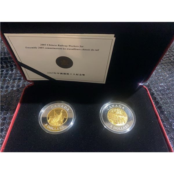 2005 Chinese Railway Workers 2-Coin Set, 99.99% Fine Silver, $8 Canada Coins
