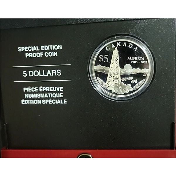 2005 Canada $5 Silver Proof Coin Alberta Centennial Special Edition With Box and CoA