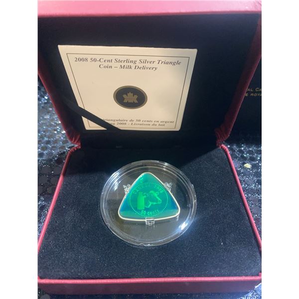 2008 50-Cent Sterling Silver Triangle Coin – Milk Delivery, Canada, 20g, 34.06mm
