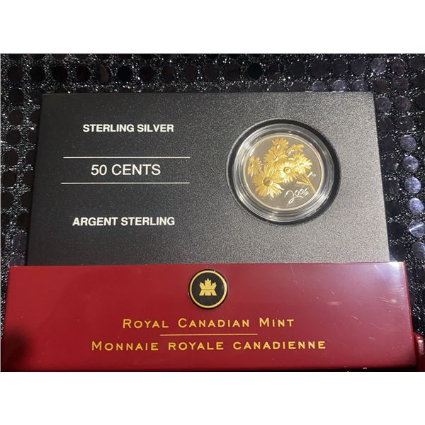 2006 Royal Canadian Mint Sterling Silver 50 Cents Coin Daisy Design