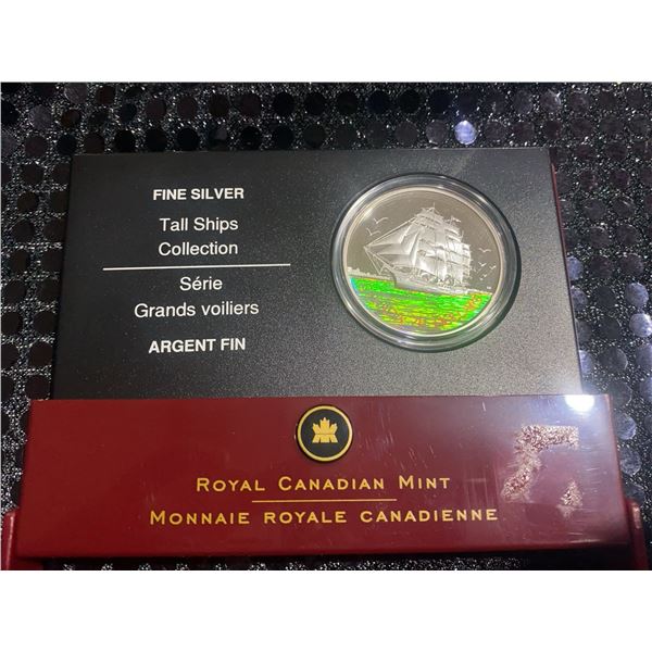 Royal Canadian Mint $20 Fine Silver Tall Ships Coin 99.99% 31.39g Hologram 38mm