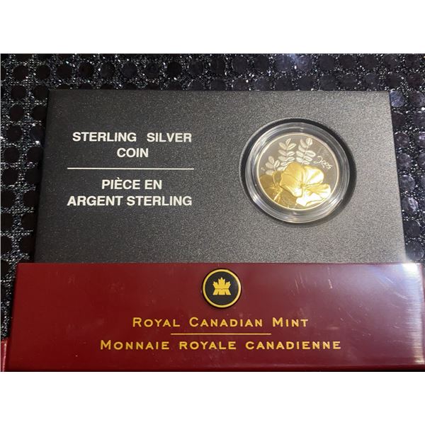 2005 Royal Canadian Mint Sterling Silver 50-Cent Coin With Gold-Plated Wild Rose