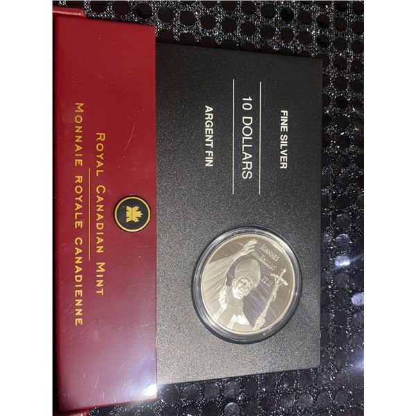 Royal Canadian Mint $10 Fine Silver Coin Pope John Paul II 36mm 25.175g