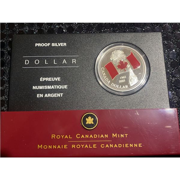 2005 Royal Canadian Mint Proof Silver Dollar 99.99% 36.07g Canada Flag Coin