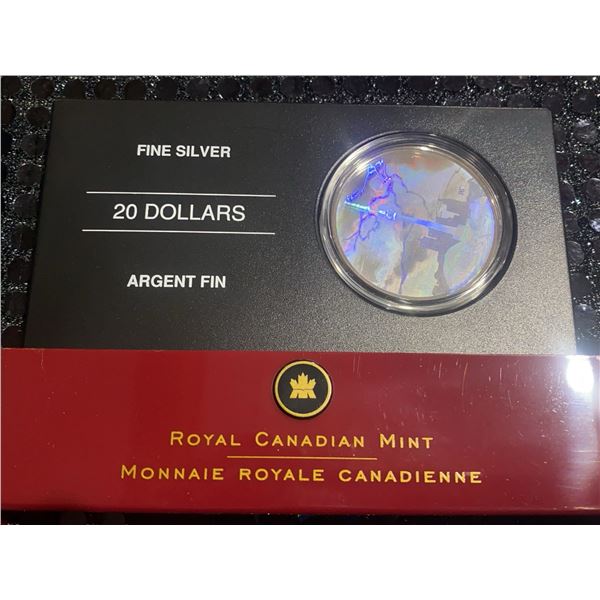 2014 $20 Fine Silver Hologram Coin CN Tower Royal Canadian Mint 31.39g
