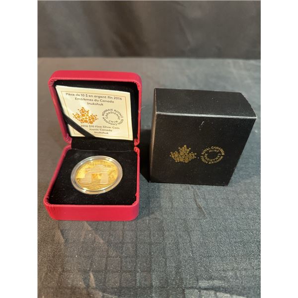2016 $10 Fine Silver Coin Iconic Canada Inukshuk With Box and COA