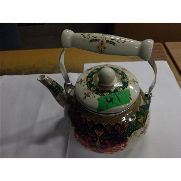 SHELF PULLS (AS IS):  ENAMEL TEAPOT